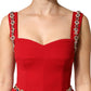 Dolce & Gabbana Red Embellished Sheath Mermaid Gown Dress