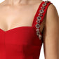 Dolce & Gabbana Red Embellished Sheath Mermaid Gown Dress