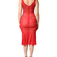 Dolce & Gabbana Red Silk Sleeveless Sheath V-neck Midi Dress
