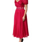 Dolce & Gabbana Pink Silk Embellished A-line Midi Dress