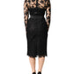 Dolce & Gabbana Black Lace Trim Cotton Sheath Midi Dress