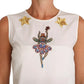 Dolce & Gabbana White Embellished Crystal Sequin Fairy  Top