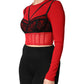 Dolce & Gabbana Red Black Nylon Bralette-Style Cropped Top