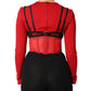 Dolce & Gabbana Red Black Nylon Bralette-Style Cropped Top