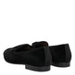 Dolce & Gabbana Black Velvet Slip On Loafers Formal Men Shoes