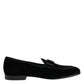 Dolce & Gabbana Black Velvet Slip On Loafers Formal Men Shoes
