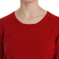 MILA SCHÖN Cashmere Red Round Neck Pullover Top Sweater