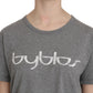 BYBLOS Cotton Grey Short Sleeve Round Neck Top T-shirt Blouse