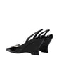Givenchy Black Leather Wedge Sandals