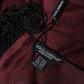 Dolce & Gabbana Maroon Silk Satin Fringes Neck Foulard Scarf