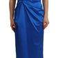 Parosh Acetate Royal Blue Roundneck Sleeveless Sheath Midi Dress
