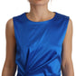 Parosh Acetate Royal Blue Roundneck Sleeveless Sheath Midi Dress