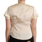 L'Autre Chose Blouse Off White Silk Short Sleeves V-neck Top