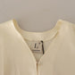 L'Autre Chose Blouse Off White Silk Short Sleeves V-neck Top