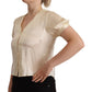 L'Autre Chose Blouse Off White Silk Short Sleeves V-neck Top