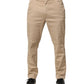 Daniele Alessandrini Beige Cotton Skinny Chino Trouser Pants
