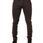 Daniele Alessandrini Brown Cotton Mid Waist Skinny Men Denim Jeans