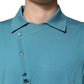 Dolce & Gabbana Teal Wool Collared Polo Pullover Sweater