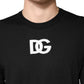 Dolce & Gabbana Black Wool DG Crew Neck Men Pullover Sweater