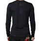 Dolce & Gabbana Dark Blue Cotton Henley Long Sleeves T-Shirt