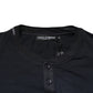 Dolce & Gabbana Dark Blue Cotton Henley Long Sleeves T-Shirt