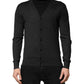 Dolce & Gabbana Black Cashmere Buttoned Men Cardigan Sweater