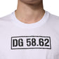 Dolce & Gabbana White Graphic Cotton Men Crew Neck T-shirt