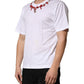 Dolce & Gabbana White Cotton Necklace Embellished T-shirt