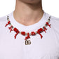 Dolce & Gabbana White Cotton Necklace Embellished T-shirt