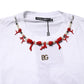 Dolce & Gabbana White Cotton Necklace Embellished T-shirt