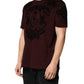 Dolce & Gabbana Maroon DG Crown Floral Crewneck Men T-shirt