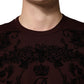 Dolce & Gabbana Maroon DG Crown Floral Crewneck Men T-shirt