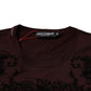 Dolce & Gabbana Maroon DG Crown Floral Crewneck Men T-shirt