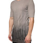 Laneus Gray Two Tone Cotton Round Neck Short Sleeves T-shirt
