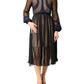 N.21 Blue Long Sleeves Sheer Silk Sheath A-line Midi Dress