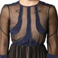 N.21 Blue Long Sleeves Sheer Silk Sheath A-line Midi Dress