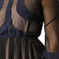 N.21 Blue Long Sleeves Sheer Silk Sheath A-line Midi Dress