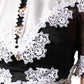 Dolce & Gabbana Black White Silk Macrame Lace Midi Dress