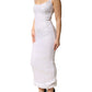 Dolce & Gabbana White Polyester Sleeveless Sheath Dress