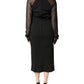 Dolce & Gabbana Black Sheer Yoke Rosette Sheath Midi Dress