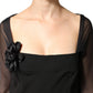 Dolce & Gabbana Black Sheer Yoke Rosette Sheath Midi Dress