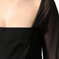 Dolce & Gabbana Black Sheer Yoke Rosette Sheath Midi Dress