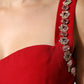 Dolce & Gabbana Red Embellished Bodycon Long Gown Dress