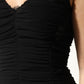 Dolce & Gabbana Black V-Neck Ruched Lace Hem Midi Dress