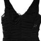 Dolce & Gabbana Black V-Neck Ruched Lace Hem Midi Dress