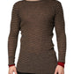Daniele Alessandrini Brown Black Stripes Wool Crew Neck Pullover Sweater