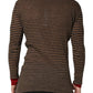 Daniele Alessandrini Brown Black Stripes Wool Crew Neck Pullover Sweater