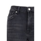 7FOR Black Cotton Straight-Leg Jeans