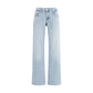 7FOR Blue Cotton Straight-Leg Jeans