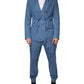 Dolce & Gabbana Blue Cotton Double Breasted 2 Piece  Suit